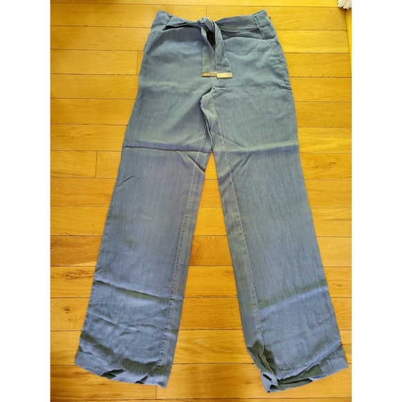 Michael Kors blue soft tie waist wide leg pant XS - Picture 2 of 4